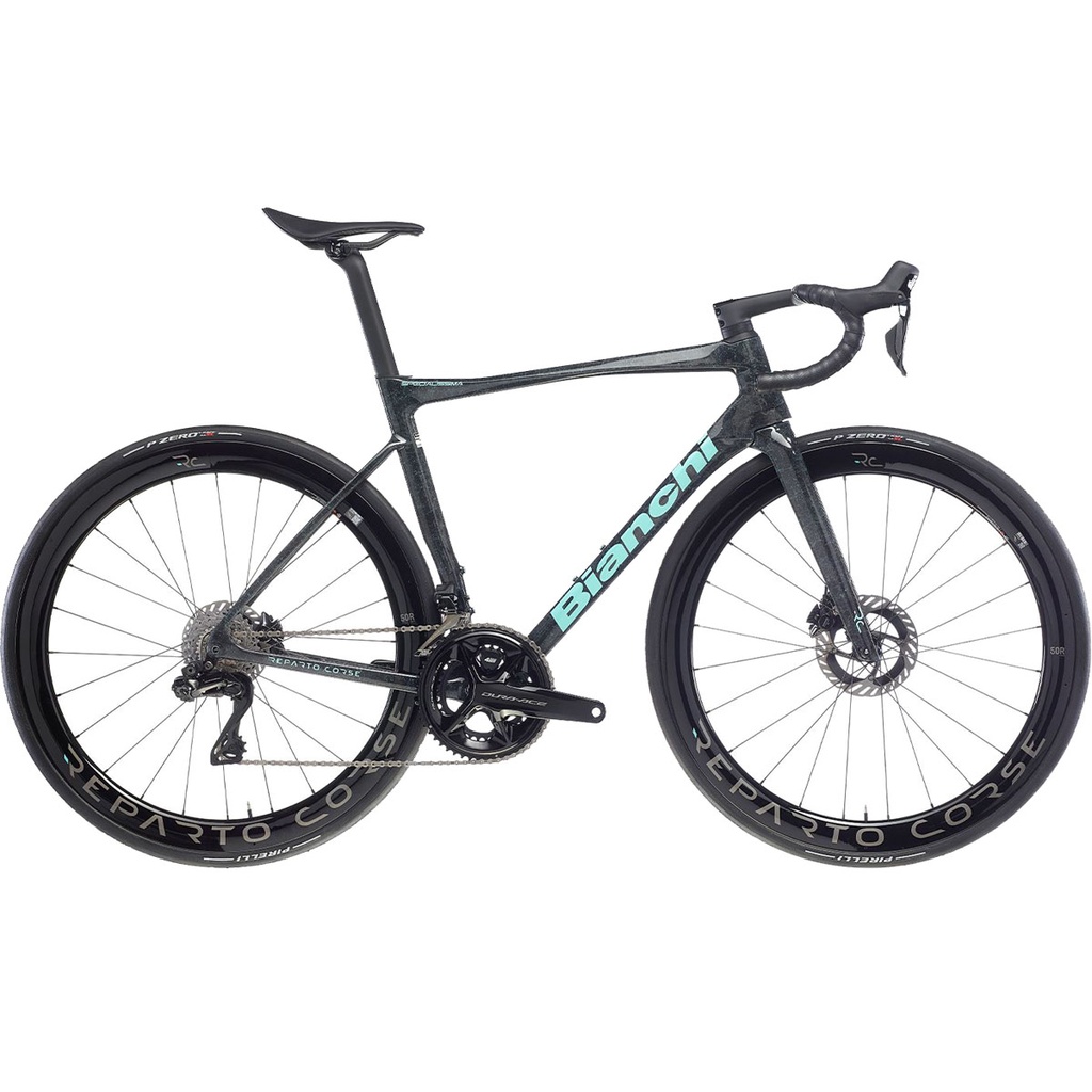 Bianchi Specialissima RC Durace Di2 Gr. 55  Einzelstück Carbon UD/CK16 marble Fahrrad + Pancho Rush 60mm